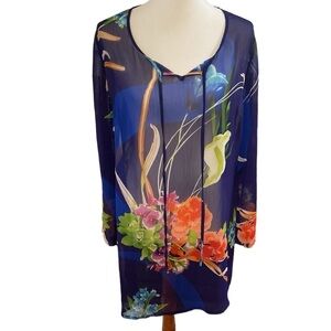 Mushka By Sienna Rose Colorful Sheer Tunic Top Swimsuit Cover Up Size Medium